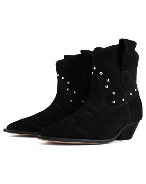 Bottines en Velours de Cuir Texas noires