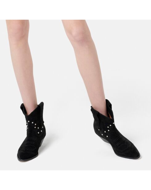 Bottines en Velours de Cuir Texas noires