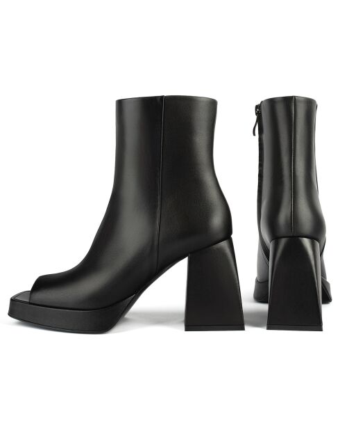 Bottines en Cuir Through The Night noires - Talon 9 cm