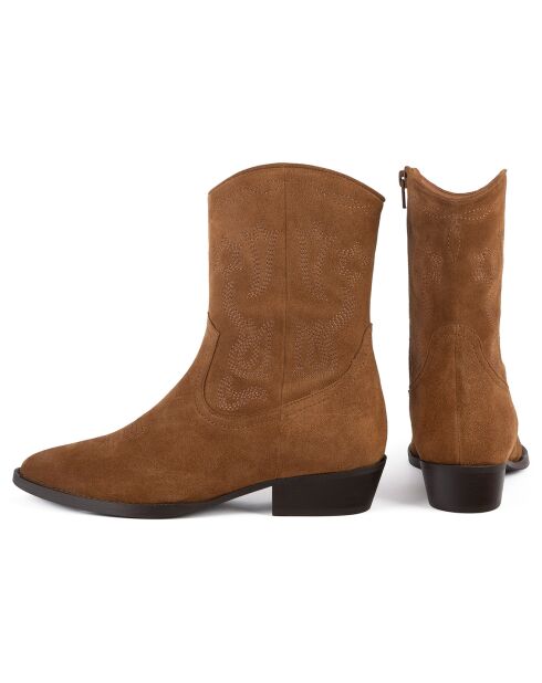 Bottines en Velours de Cuir Wild West Walkers marron