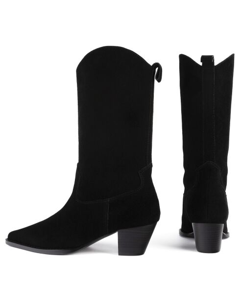 Bottines en Velours de Cuir Better Me noires - Talon 5 cm