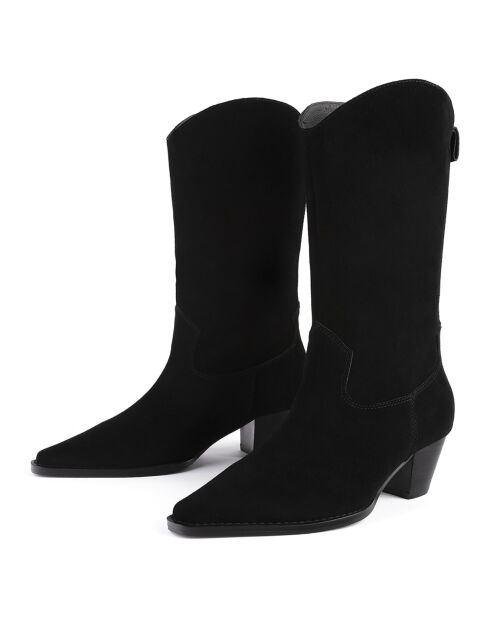 Bottines en Velours de Cuir Better Me noires - Talon 5 cm