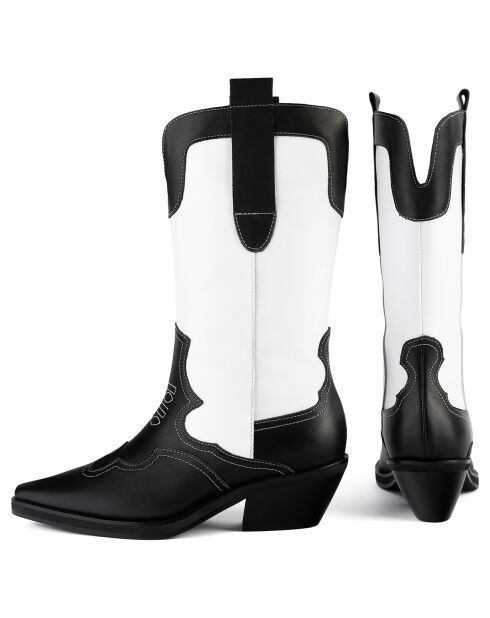 Bottines en Cuir Deep Inside Of Me noir/blanc