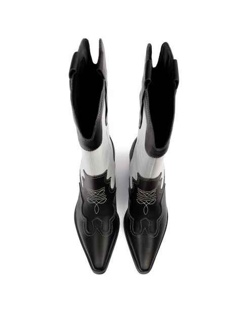 Bottines en Cuir Deep Inside Of Me noir/blanc