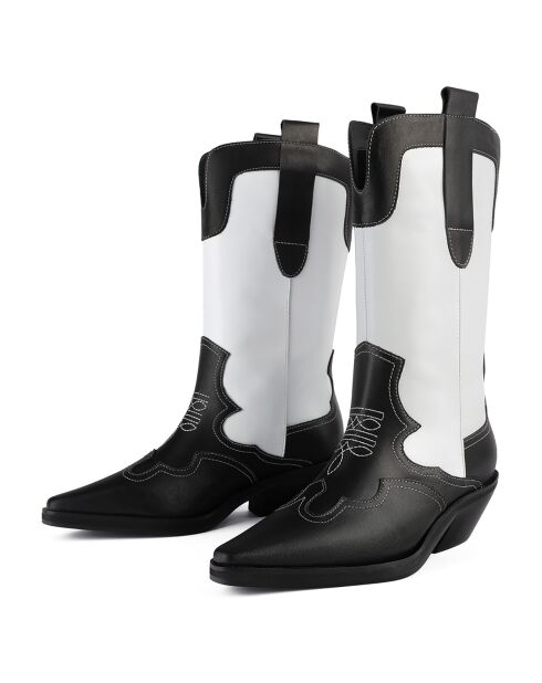 Bottines en Cuir Deep Inside Of Me noir/blanc