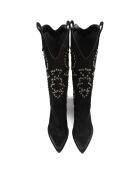 Black Flames Of Love fluwelen leren laarzen