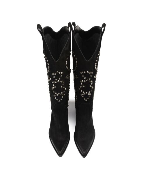 Black Flames Of Love fluwelen leren laarzen
