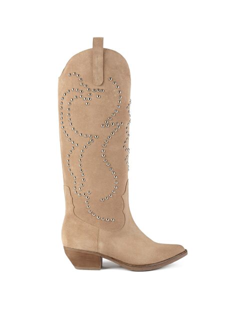 Bottes en Velours de Cuir Flames Of Love beiges