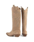 Bottes en Velours de Cuir Flames Of Love beiges