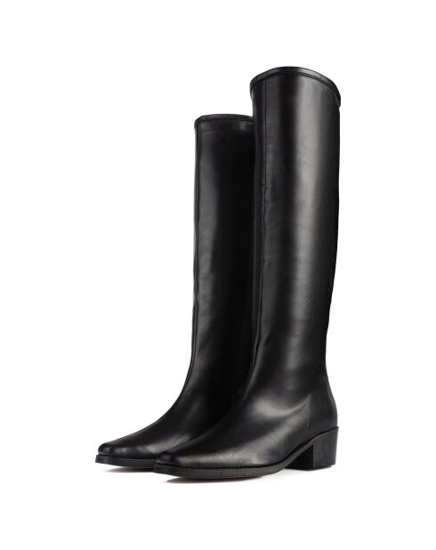 Bottes en Cuir Shot In The Dark noires - Talon 5 cm