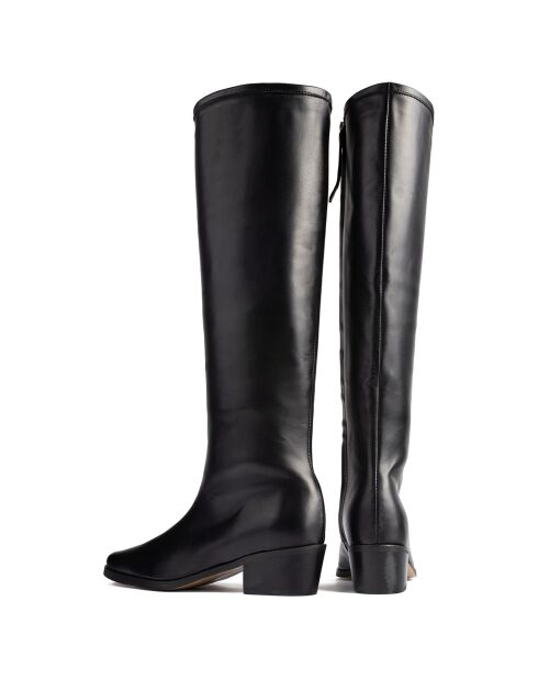 Bottes en Cuir Shot In The Dark noires - Talon 5 cm