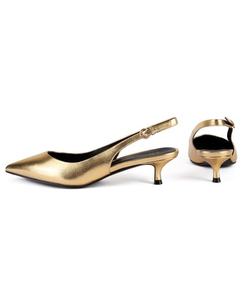 Elegance Essence Goldfarbene Slingbacks aus Leder