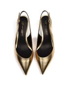 Elegance Essence Goldfarbene Slingbacks aus Leder