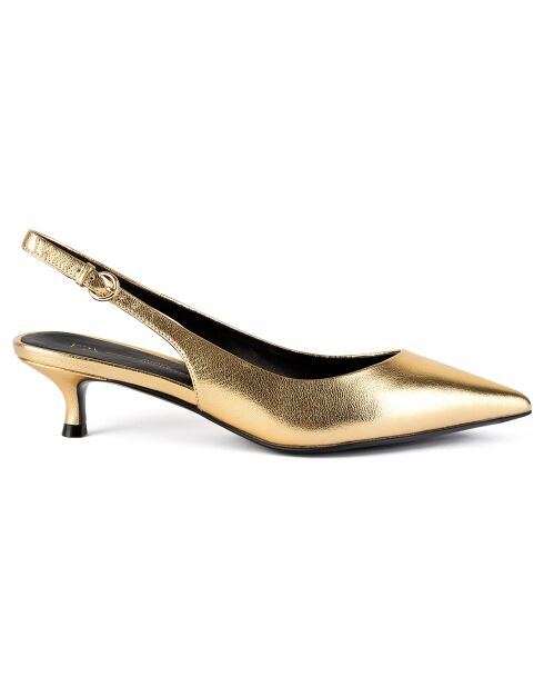Elegance Essence Goldfarbene Slingbacks aus Leder