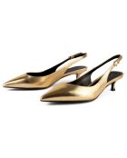 Elegance Essence Goldfarbene Slingbacks aus Leder