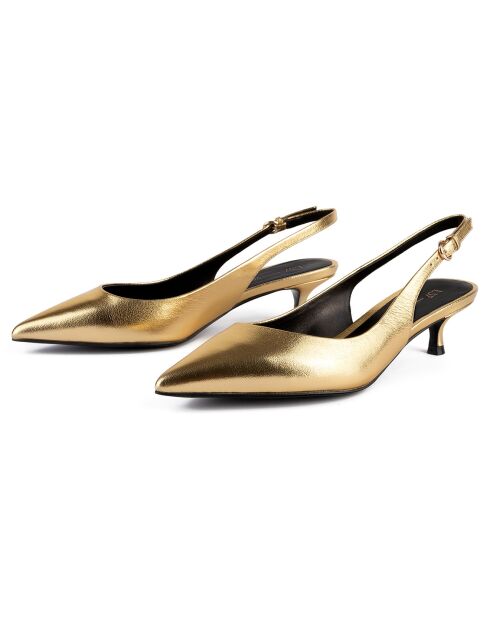 Elegance Essence Goldfarbene Slingbacks aus Leder