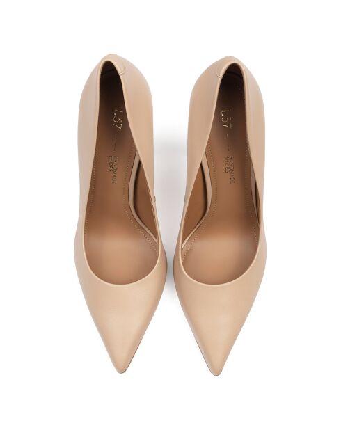Escarpins en Cuir Perfect Evening beiges - Talon 9 cm