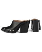 Sabots en Cuir Silver Stars noirs - Talon 8 cm