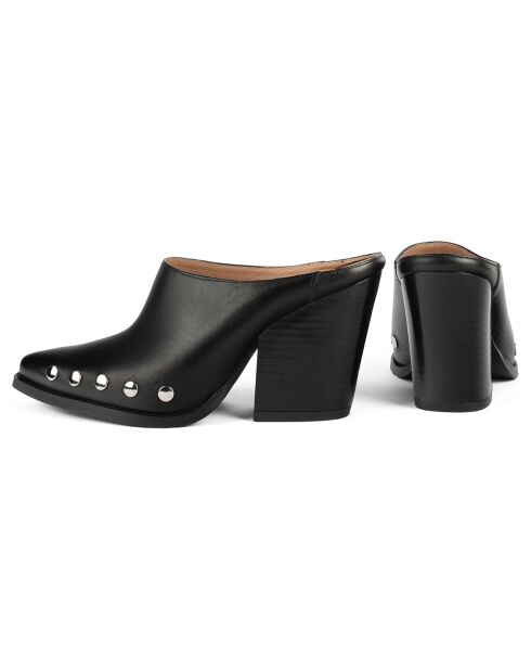 Zoccoli Silver Stars in pelle nera - Tacco 8 cm