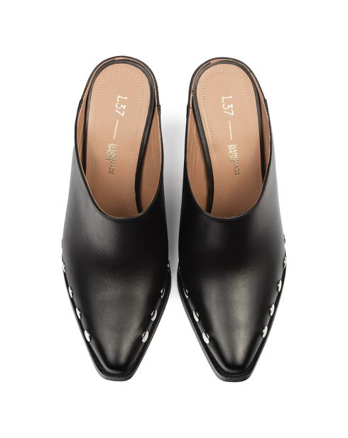 Zoccoli Silver Stars in pelle nera - Tacco 8 cm