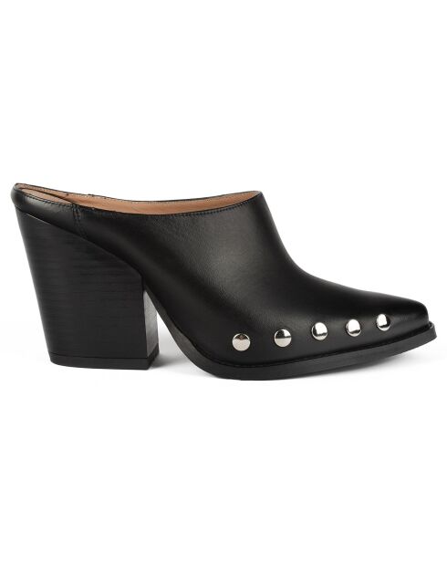 Zoccoli Silver Stars in pelle nera - Tacco 8 cm