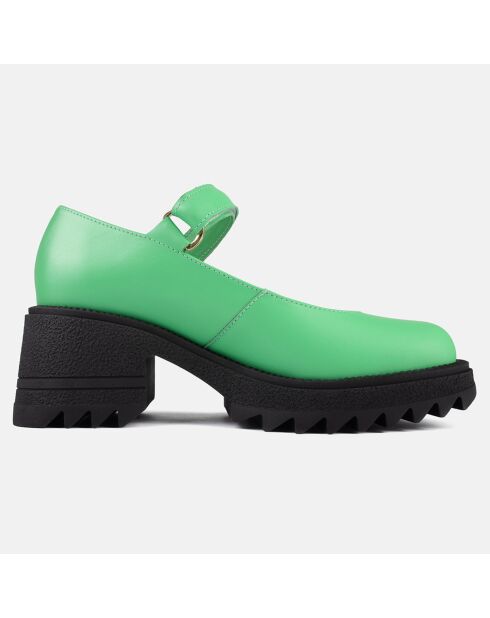 See You Tonight Groene leren baby's met hak van 6 cm