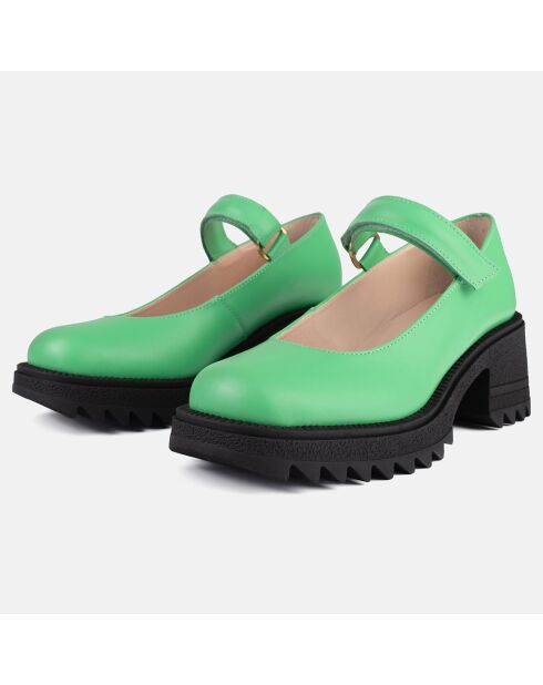 See You Tonight Groene leren baby's met hak van 6 cm