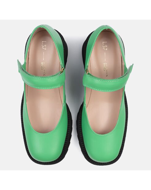 See You Tonight Groene leren baby's met hak van 6 cm