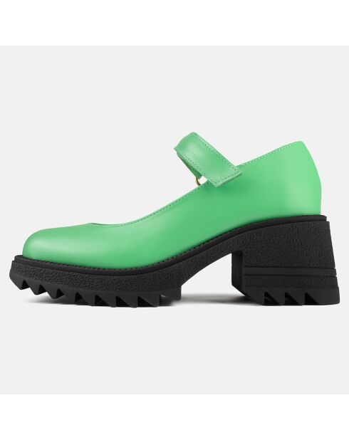 See You Tonight Groene leren baby's met hak van 6 cm