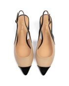 Slingbacks en Cuir Vancouver noir/beige - Talon 6 cm