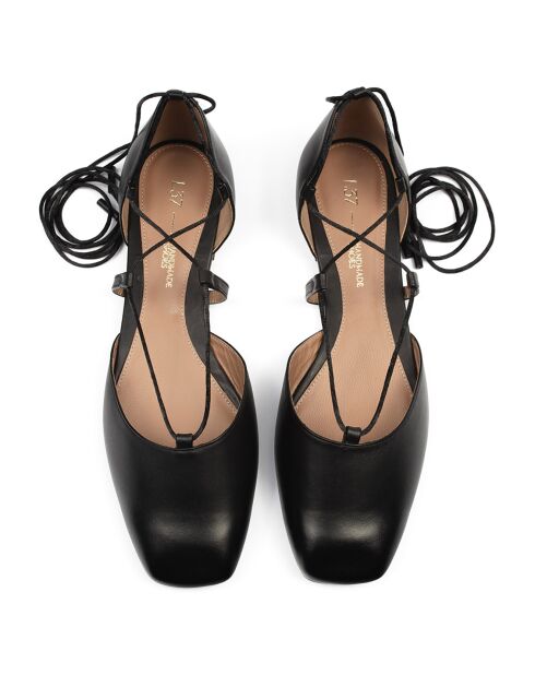 Bye Bye zwarte leren ballerina's