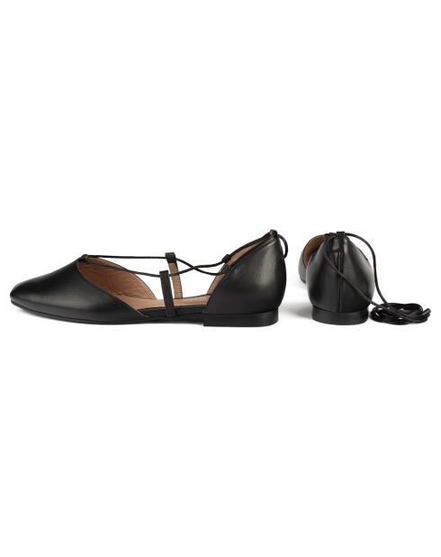 Bye Bye zwarte leren ballerina's