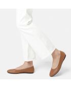 Beigefarbene Baby Come On Lederballerinas