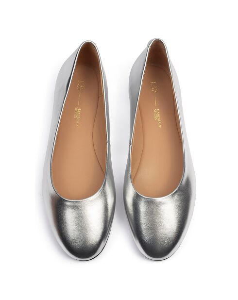 Zilverkleurige leren ballerina's van baby Come On