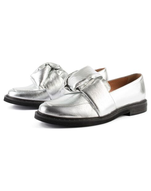 Mocassins en Cuir Cross The Line argentés