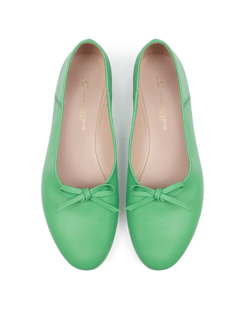 Find The Way Groene leren ballerina's