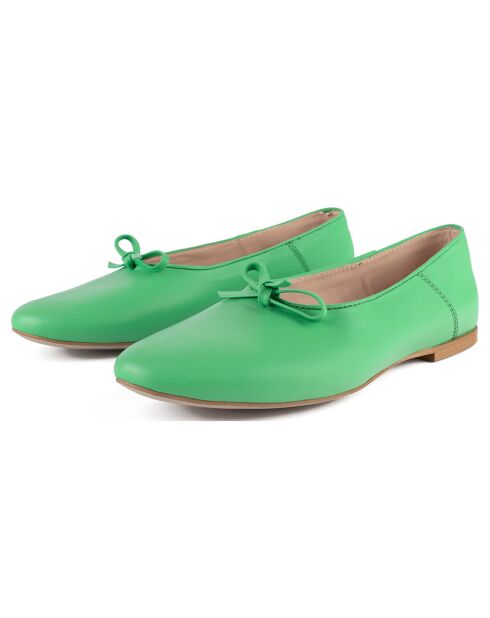 Find The Way Groene leren ballerina's