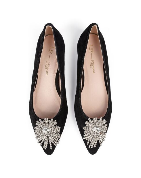Ballerines en Velours de Cuir Let It Shine noires