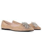 Let It Shine beige fluwelen leren ballerina's