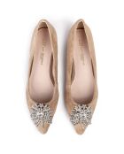 Let It Shine beige fluwelen leren ballerina's