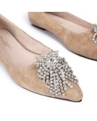 Let It Shine beige fluwelen leren ballerina's