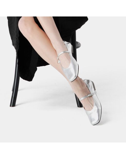 Ballerines en Cuir Luxe Strides argentées