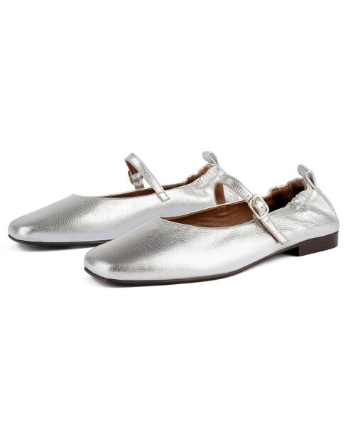 Ballerines en Cuir Luxe Strides argentées