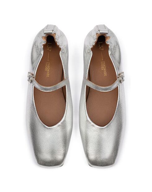 Ballerines en Cuir Luxe Strides argentées