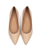 Beigefarbene Slow Motion Lederballerinas
