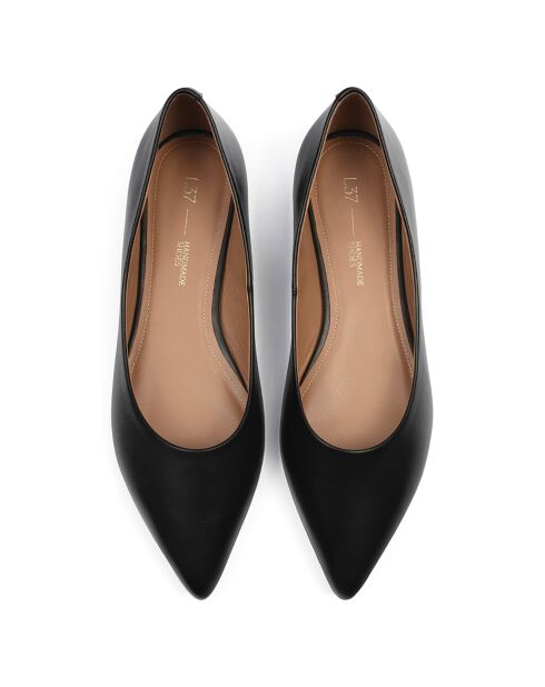 Schwarze Slow Motion Lederballerinas