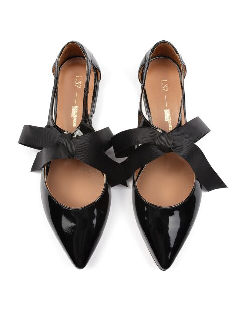 Schwarze Summer Break Lederballerinas