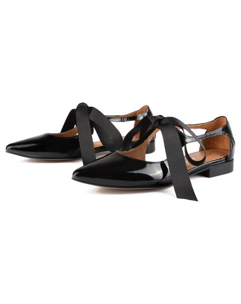 Schwarze Summer Break Lederballerinas