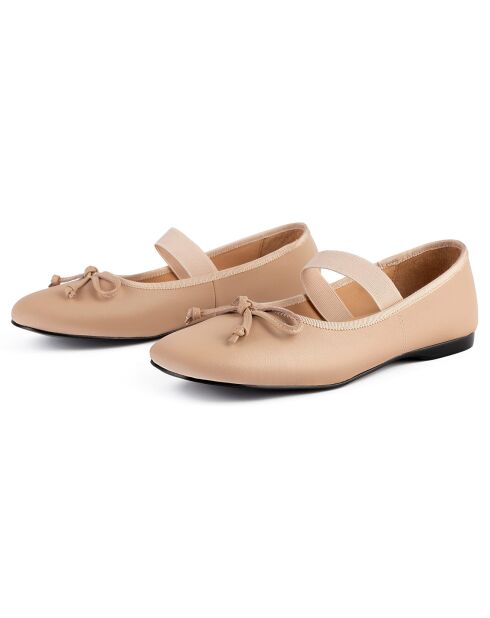 Ballerines en Cuir Under Paris Sky beiges