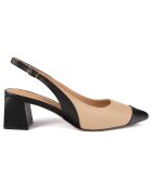 Slingbacks en Cuir Vancouver noir/beige - Talon 6 cm